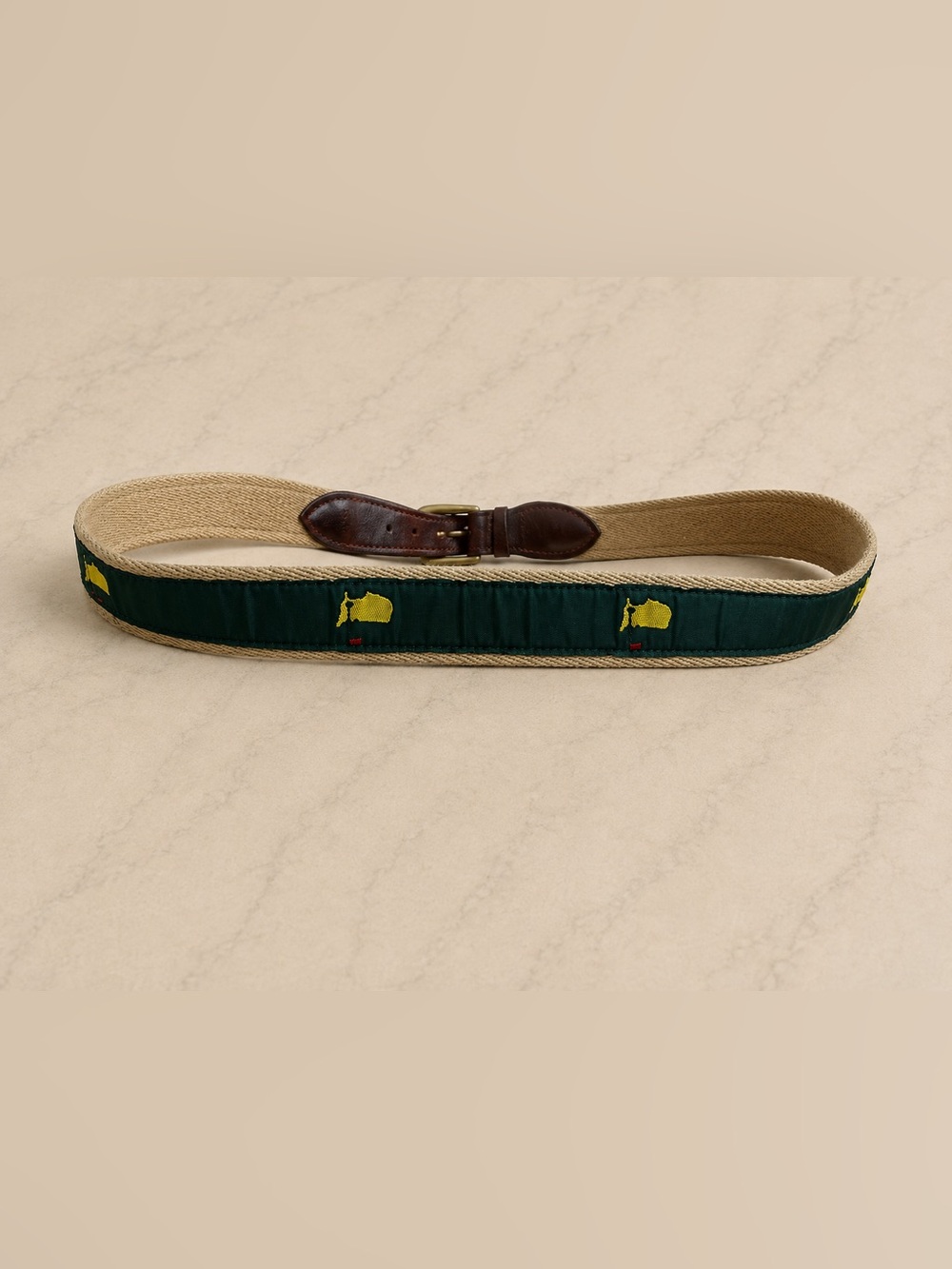Authentic Masters Tournament Golf Belt Green Tech Canvas Leather Men's 34/85